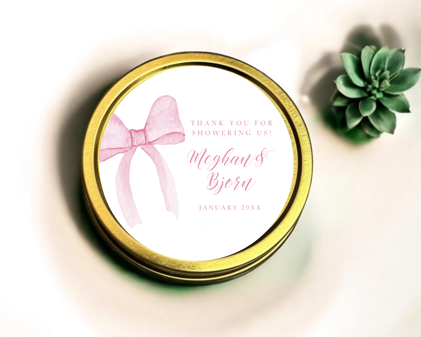 Pink Bow - Baby Shower Soy Wax Candle - Set of 1
