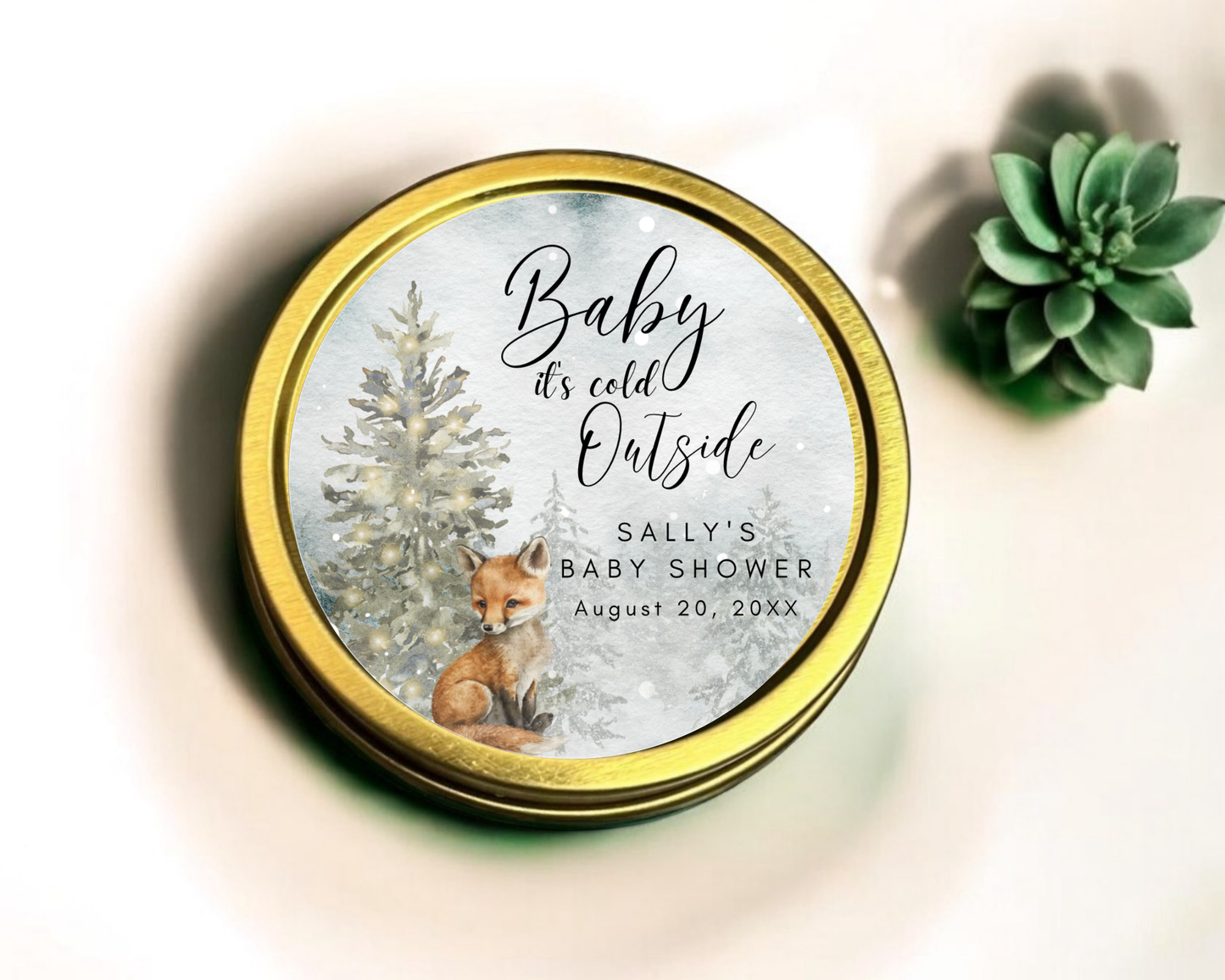 Woodland Baby it's Cold Outside - Baby Shower Soy Wax Candle - Set of 1