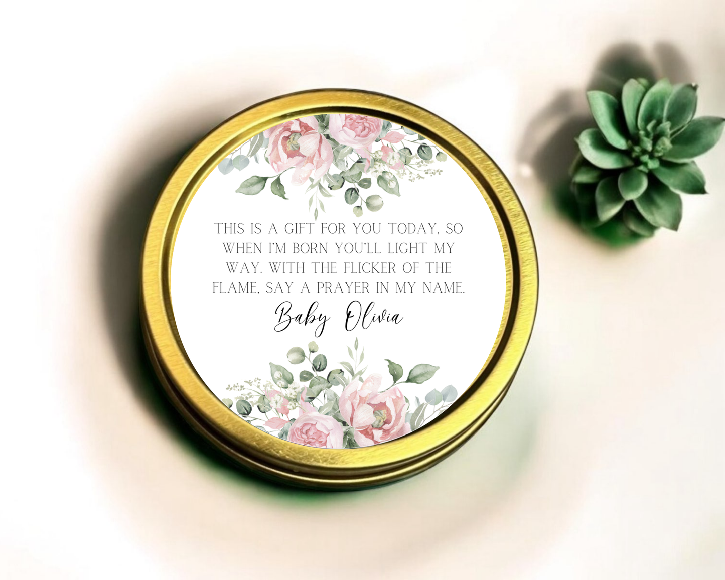 Pink Floral - Prayer Baby Shower Soy Wax Candle - Set of 1