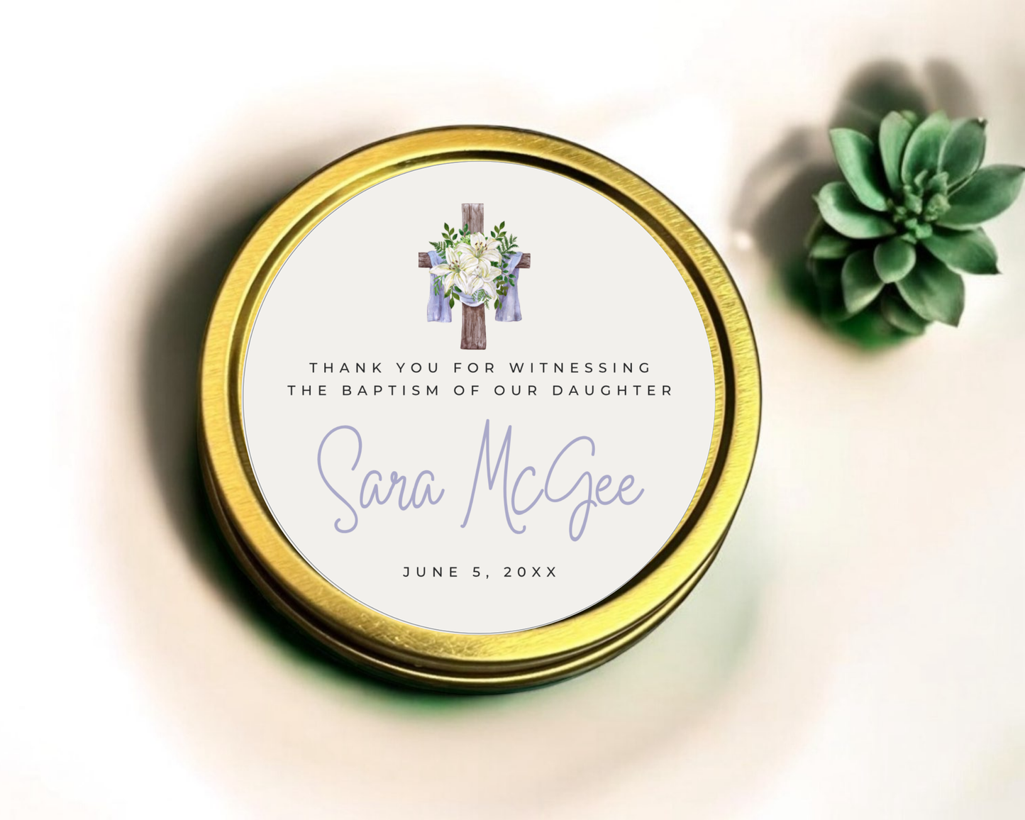 Girl Baptism - Soy Wax Candle - Set of 1