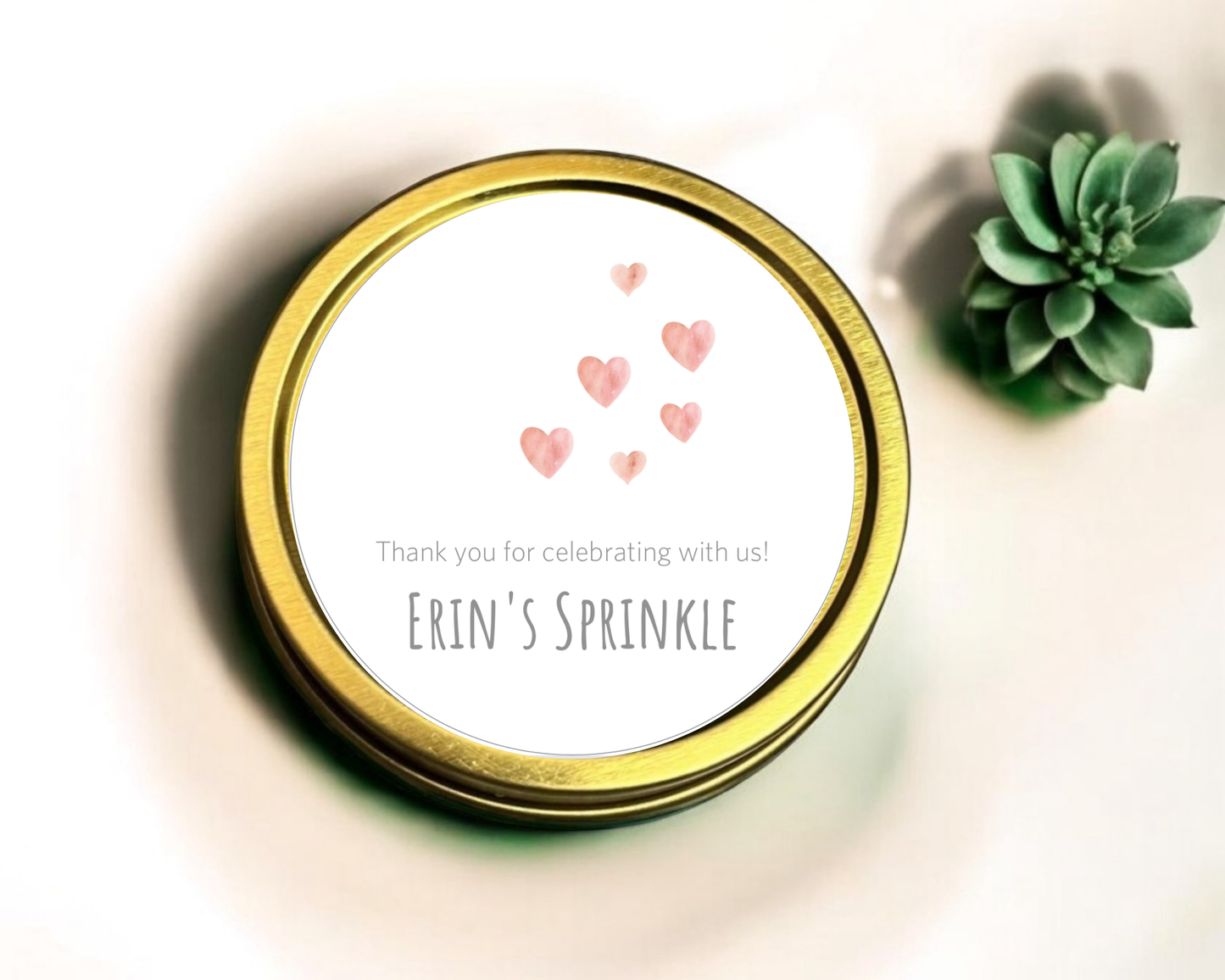 Heart Pink Sprinkle - Baby Shower Soy Wax Candle - Set of 1