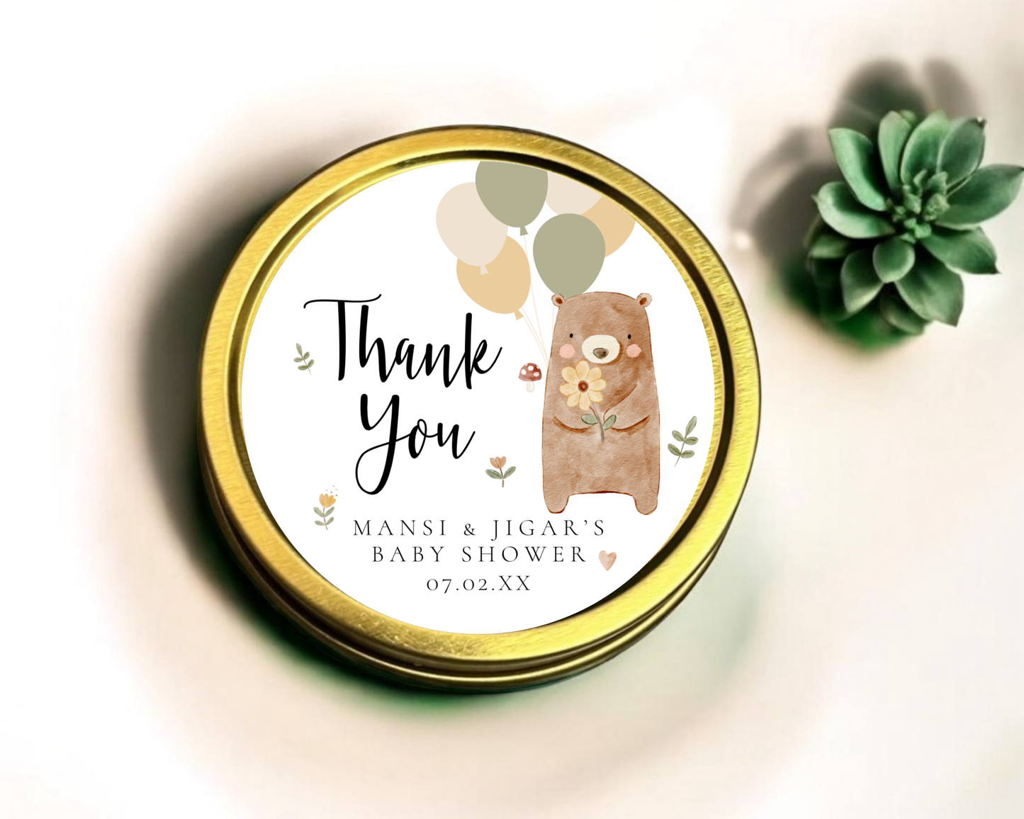 Boho Bear - Baby Shower Soy Wax Candle - Set of 1