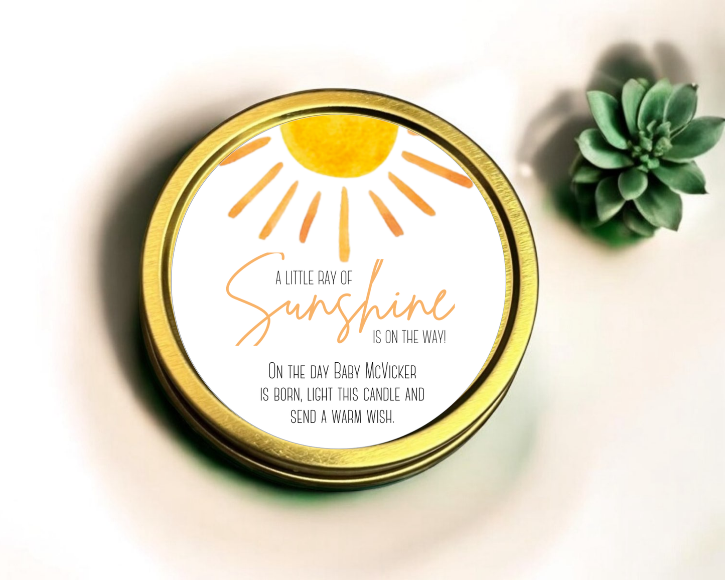 A Little Ray of Sunshine - Prayer Baby Shower Soy Wax Candle - Set of 1