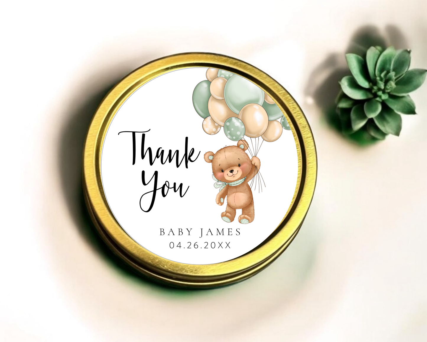 Green Teddy Bear - Baby Shower Soy Wax Candle - Set of 1