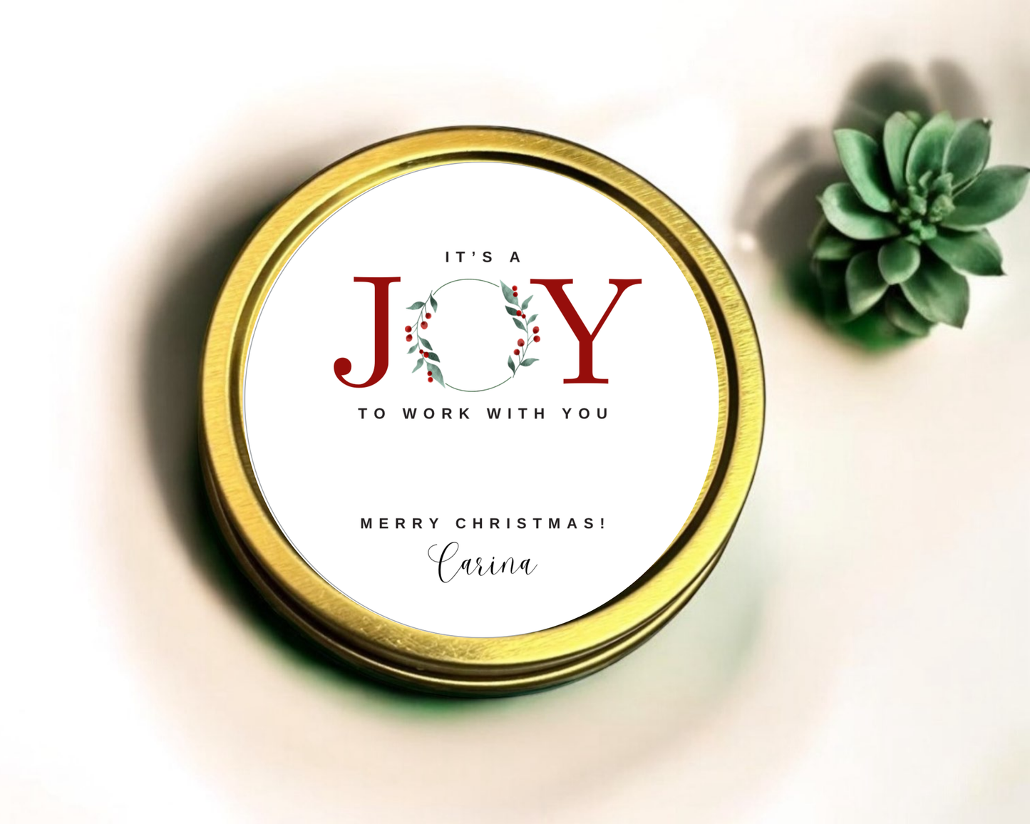 It's a Joy to Work With You - Holiday Christmas Soy Wax Candle - Set of 1