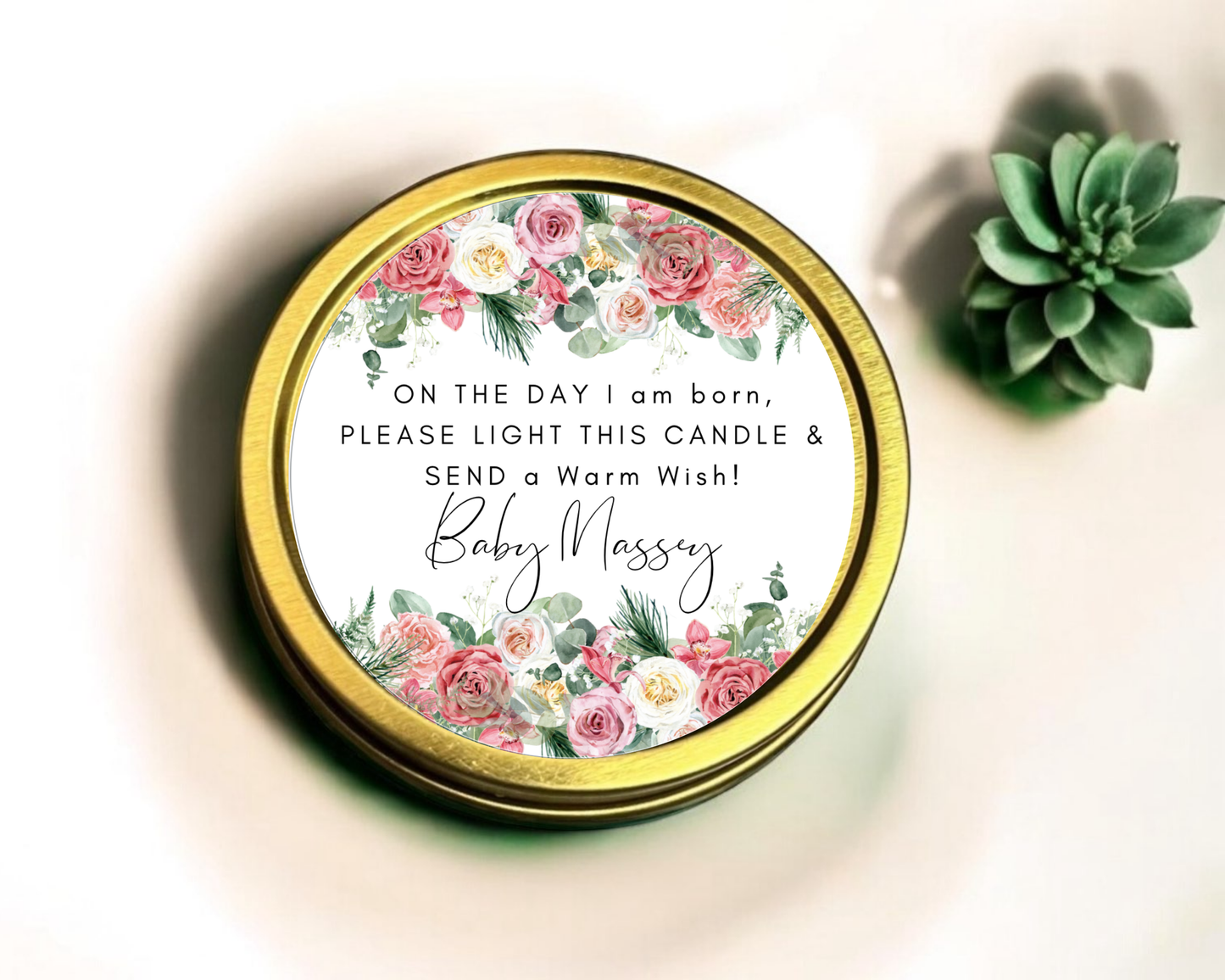 Pink Roses - Prayer Baby Shower Soy Wax Candle - Set of 1