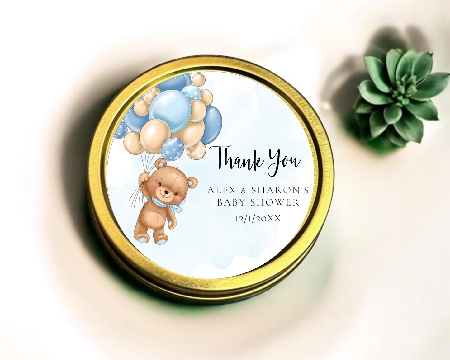 Blue Teddy Bear - Baby Shower Soy Wax Candle - Set of 1