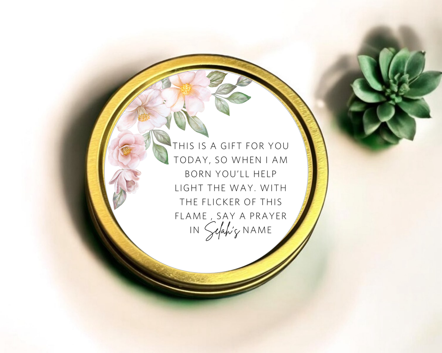Pink Pastel Floral - Prayer Baby Shower Soy Wax Candle - Set of 1
