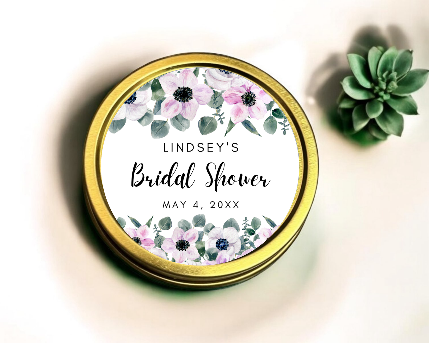 Purple Floral - Wedding Soy Wax Candle - Set of 1
