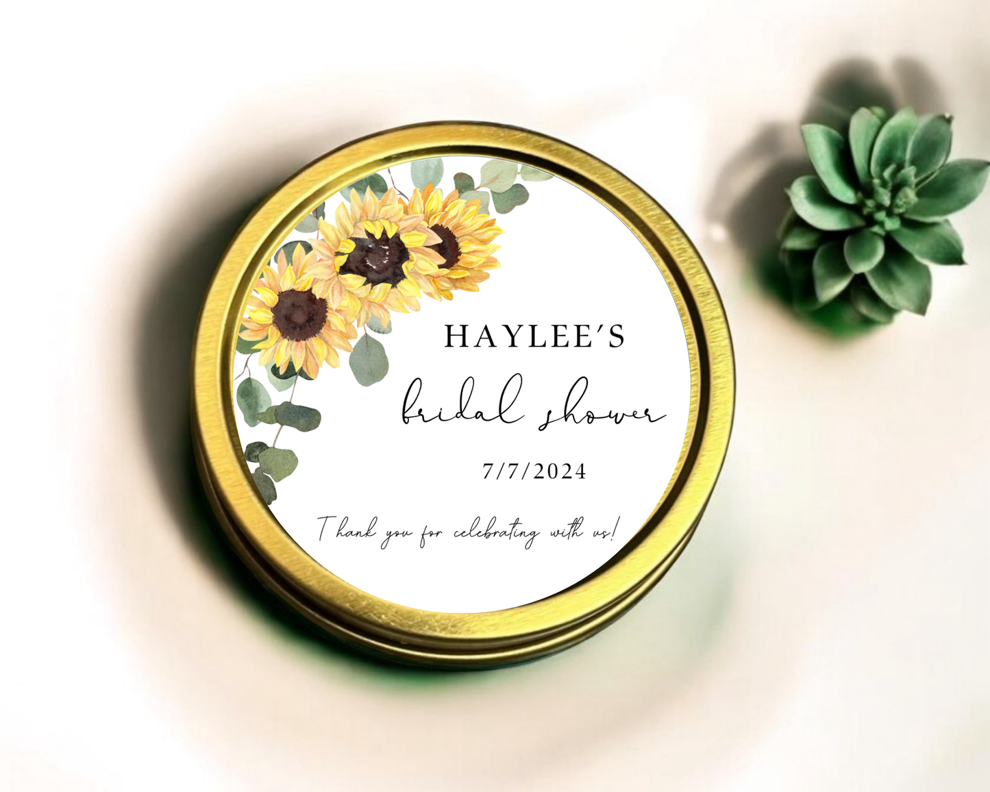Sunflower Bridal Shower - Wedding Soy Wax Candle - Set of 1