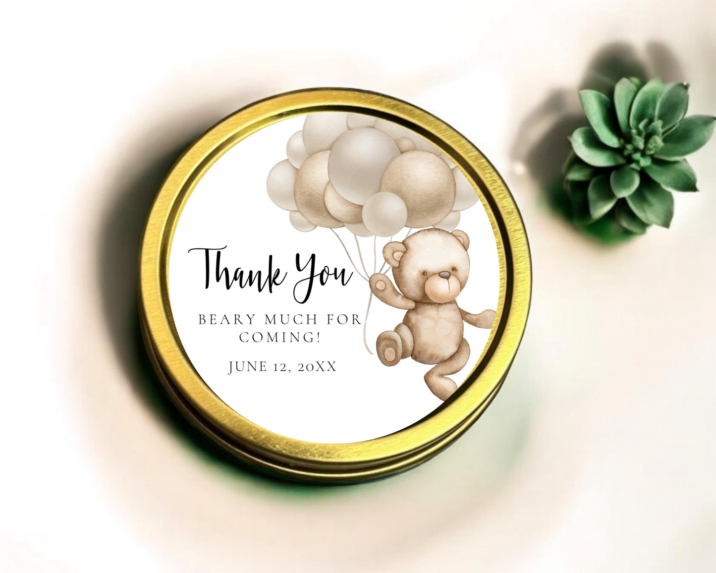 Brown Teddy Bear - Baby Shower Soy Wax Candle - Set of 1