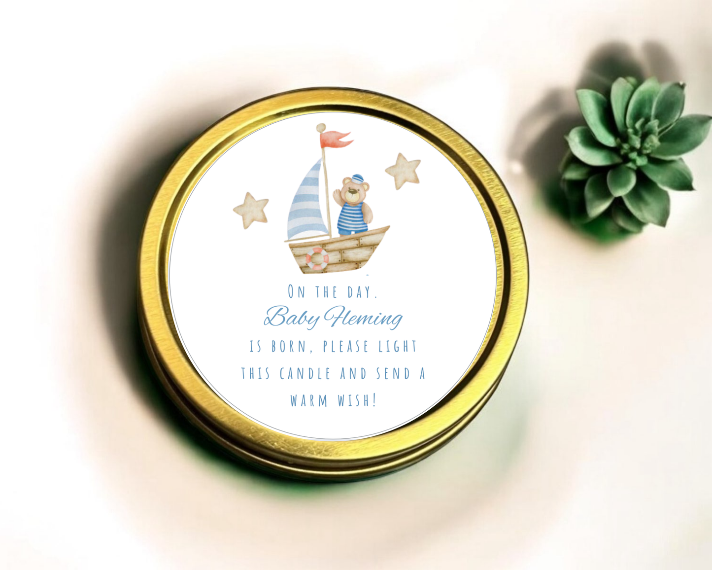 Teddy Boat Bear - Prayer Baby Shower Soy Wax Candle - Set of 1
