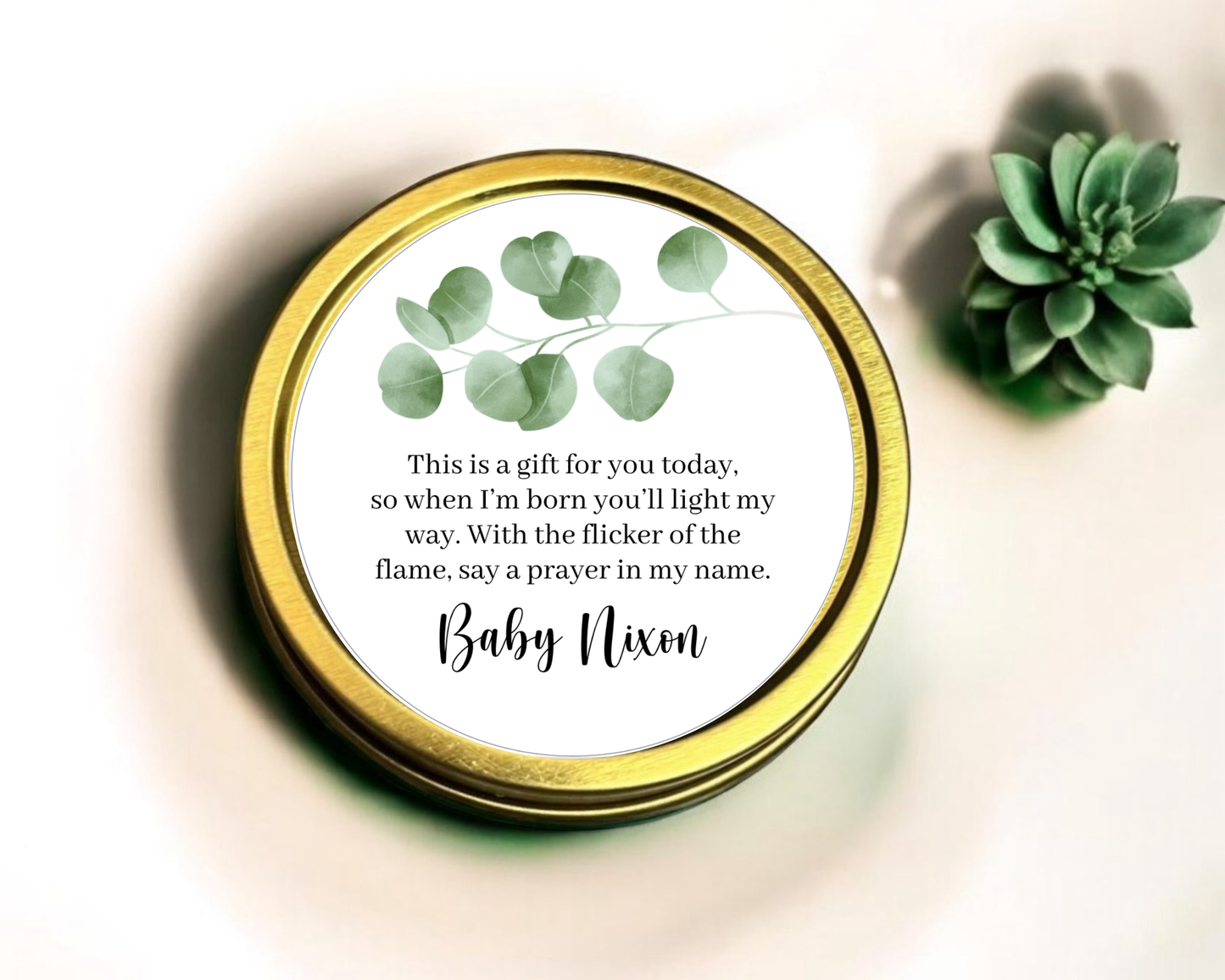 Greenery - Prayer Baby Shower Soy Wax Candle - Set of 1