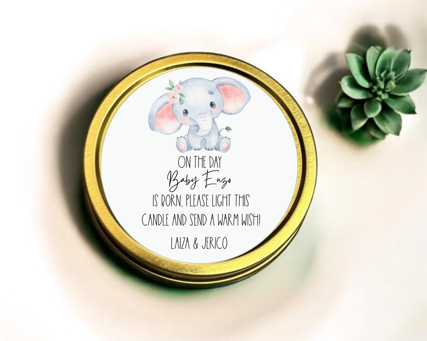 Elephant - Prayer Baby Shower Soy Wax Candle - Set of 1