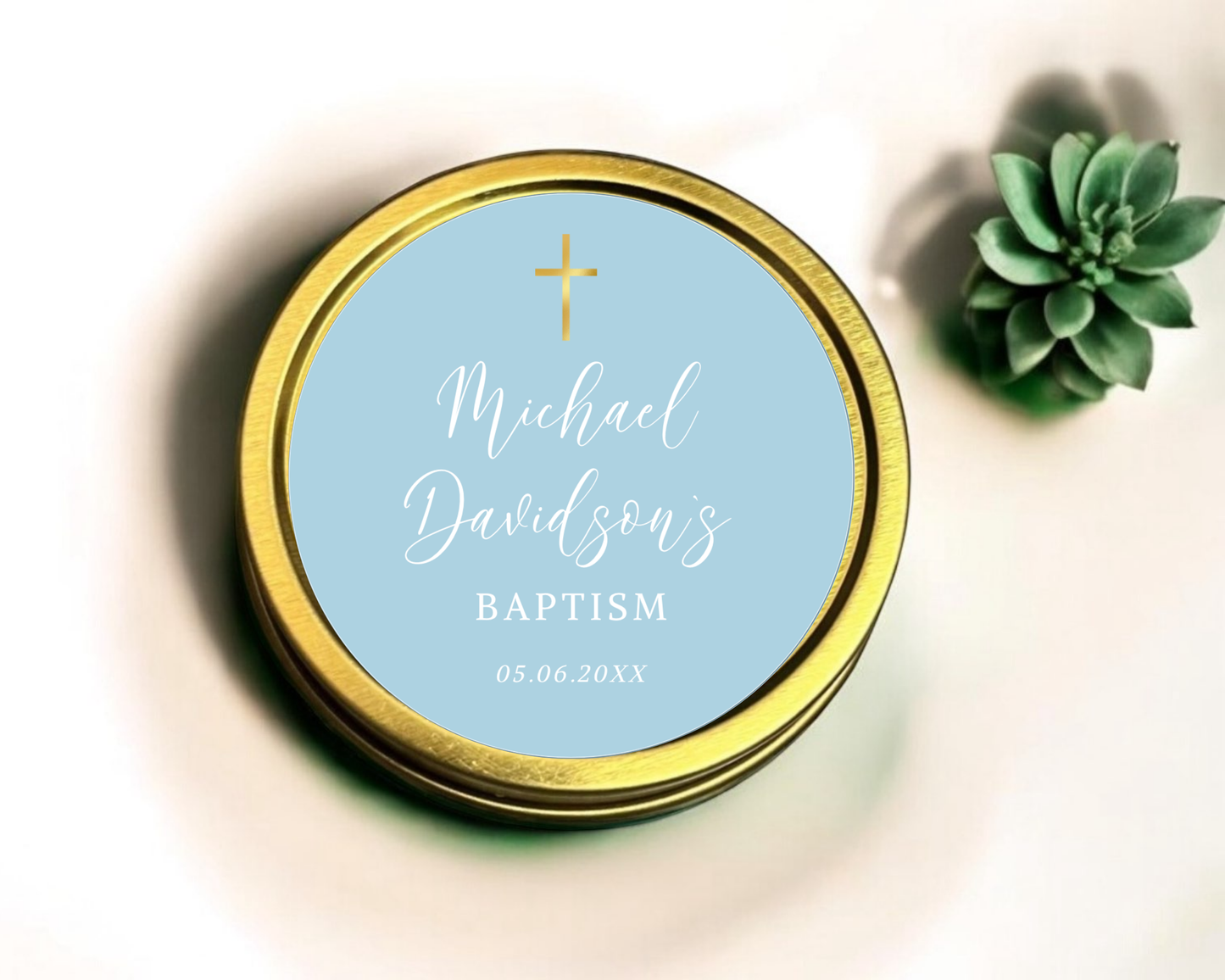 Blue Boy Baptism - Soy Wax Candle - Set of 1