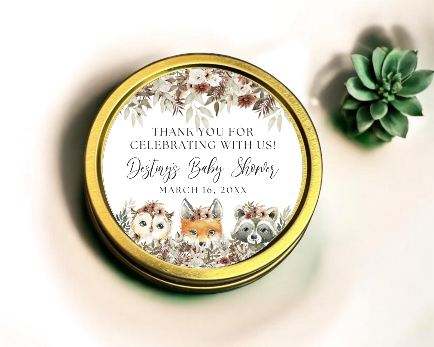 Boho Woodlands - Baby Shower Soy Wax Candle - Set of 1