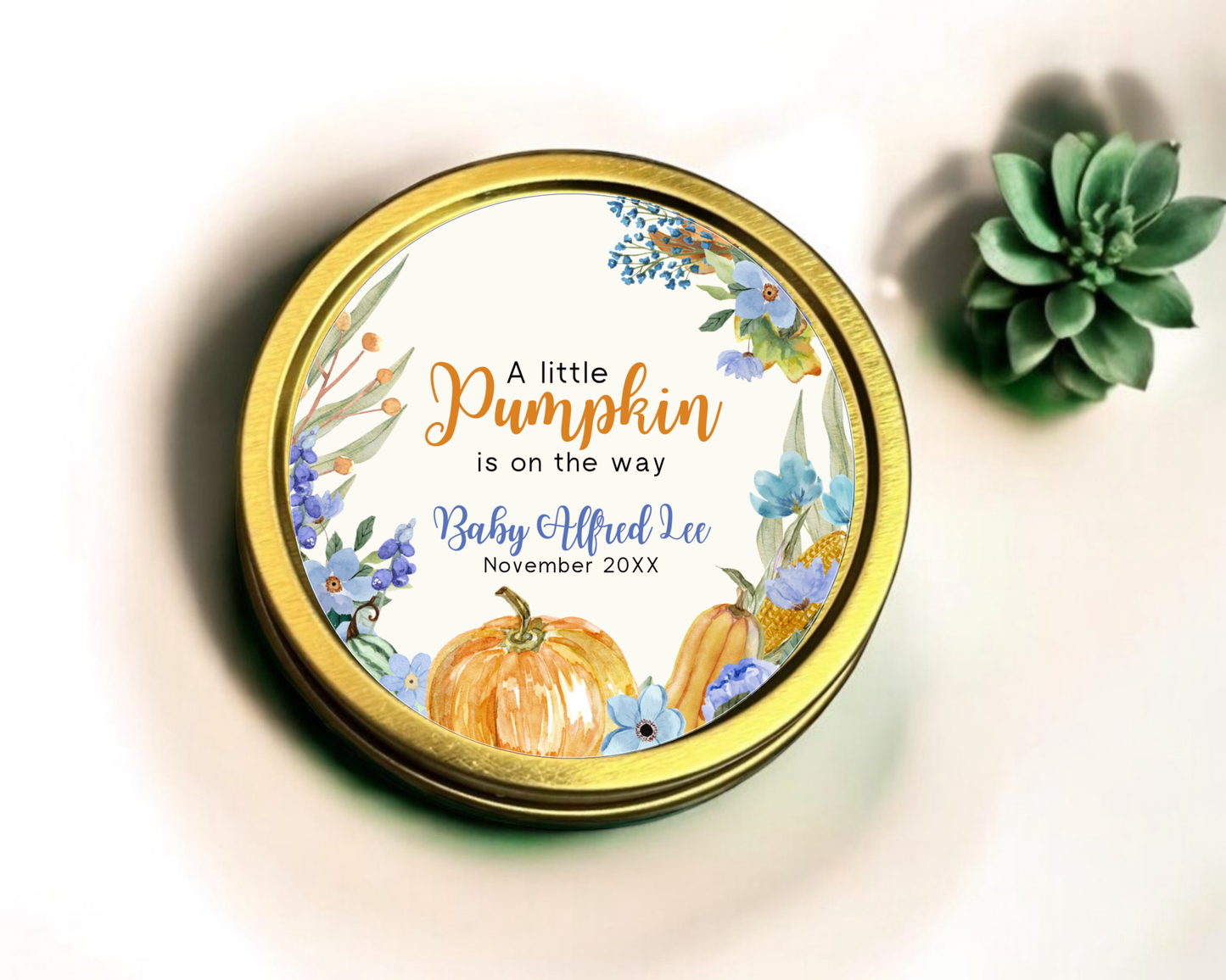 Boy A Little Pumpkin - Baby Shower Soy Wax Candle - Set of 1