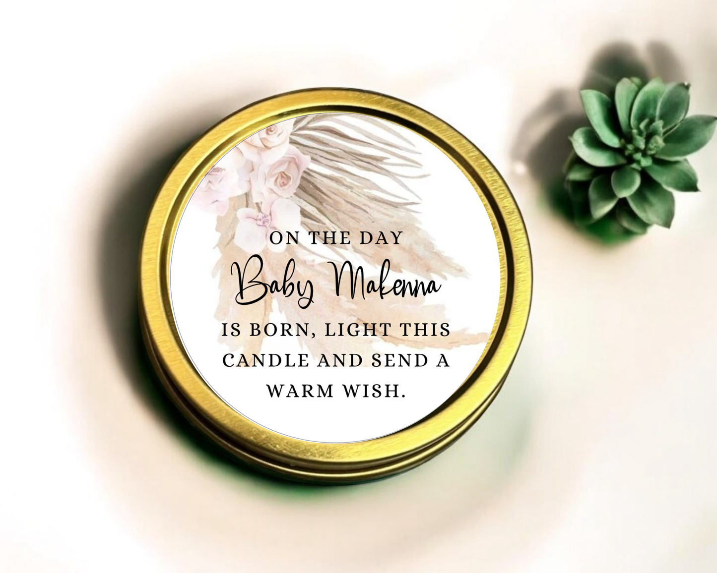 Boho Floral - Prayer Baby Shower Soy Wax Candle - Set of 1