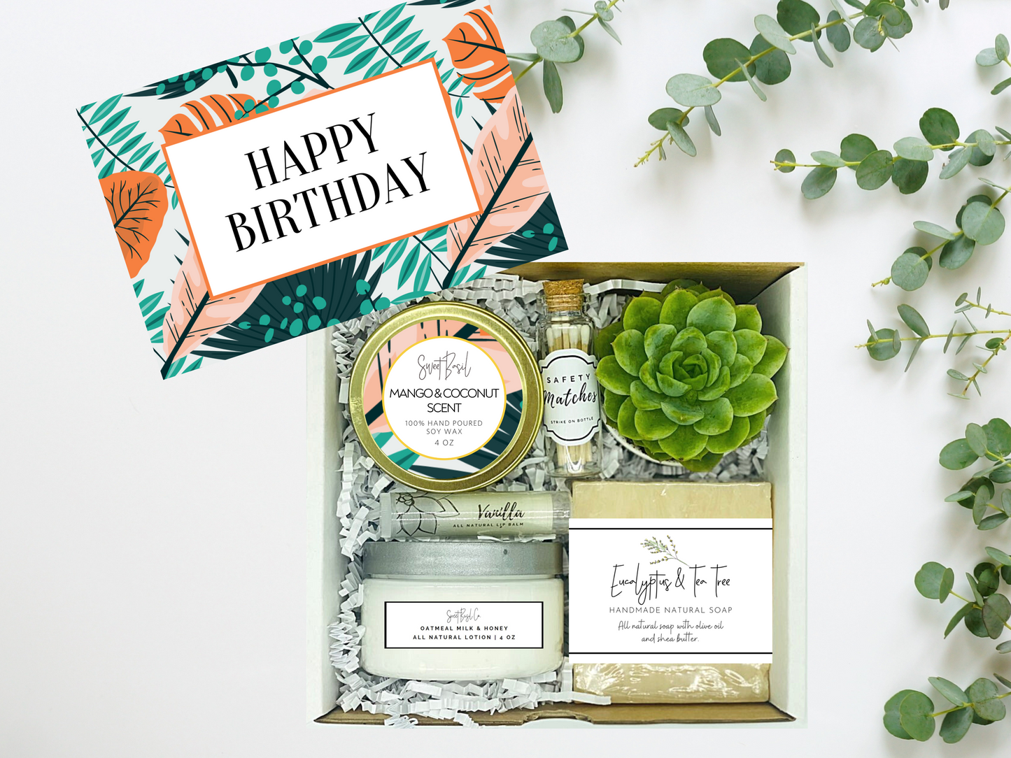 Orange Greenery Happy Birthday Succulent Spa Box