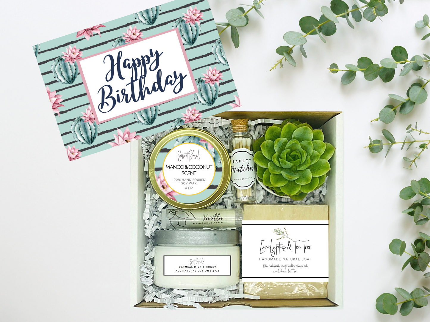 Cactus Flowers Happy Birthday Succulent Spa Box