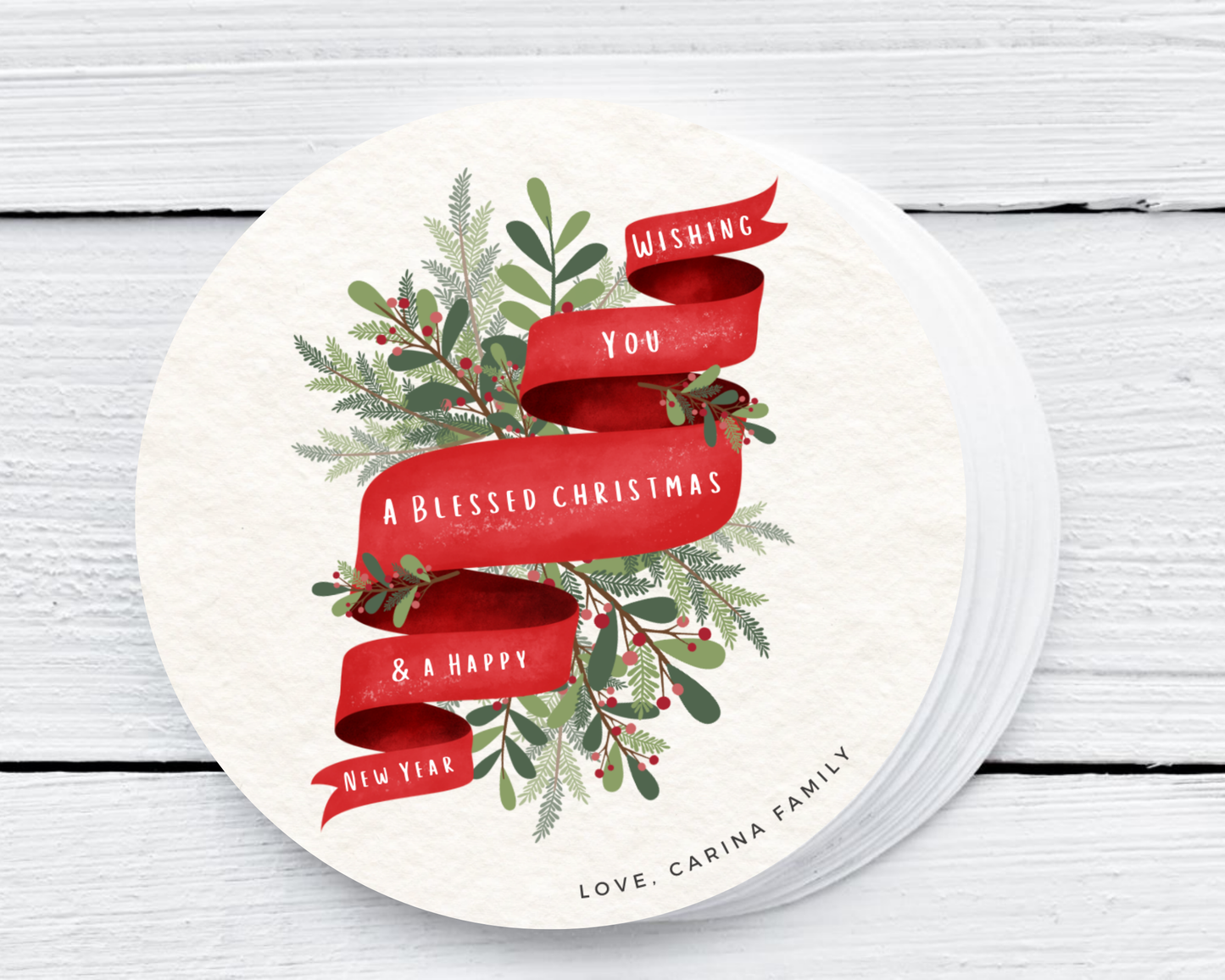Christmas Ribbon - Holiday Christmas Soy Wax Candle - Set of 1