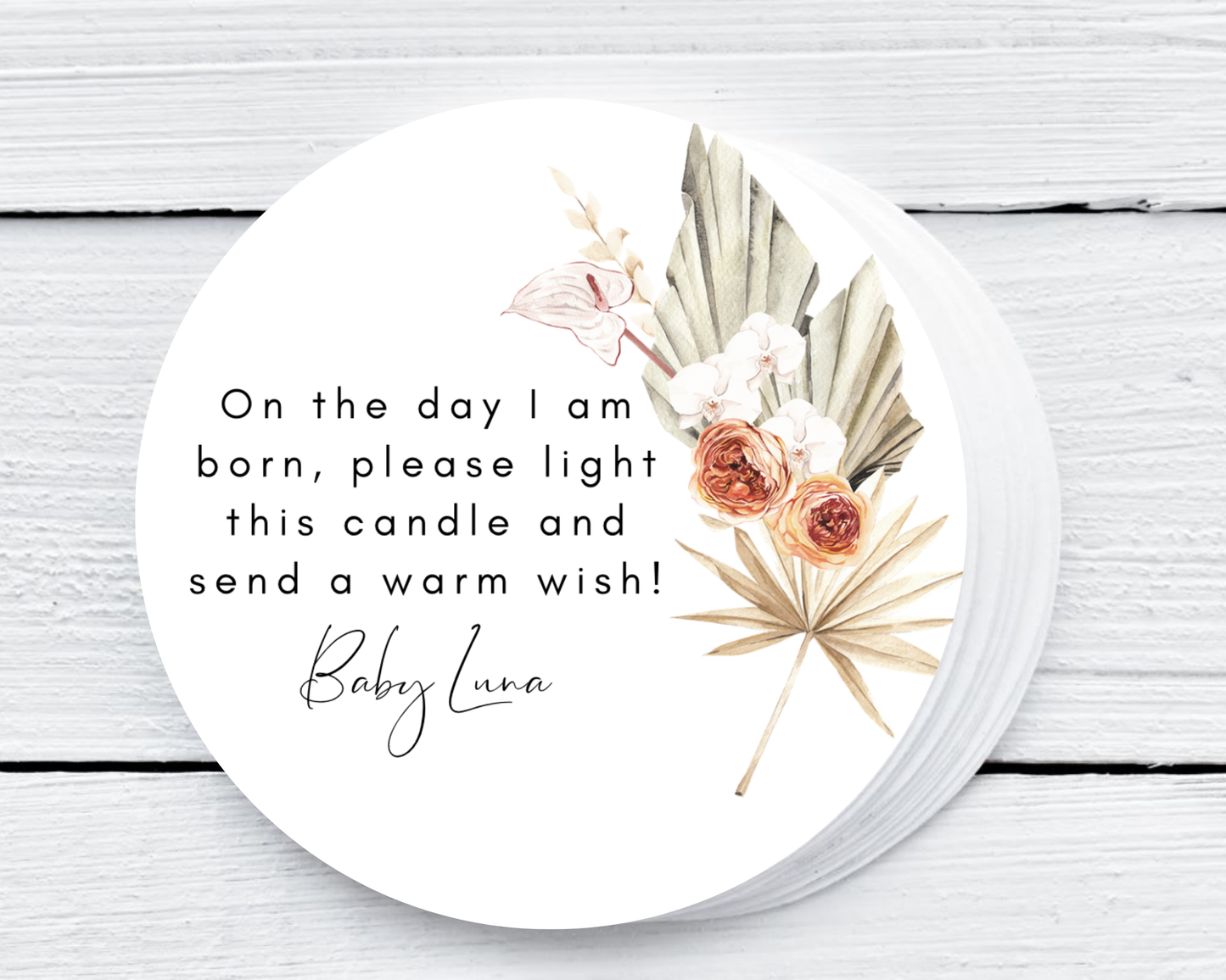 Boho Floral - Prayer Baby Shower Soy Wax Candle - Set of 1