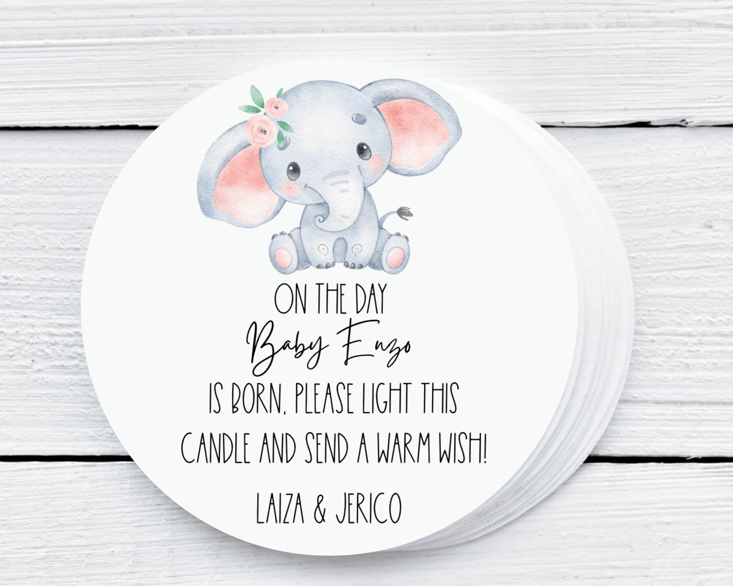 Elephant - Prayer Baby Shower Soy Wax Candle - Set of 1