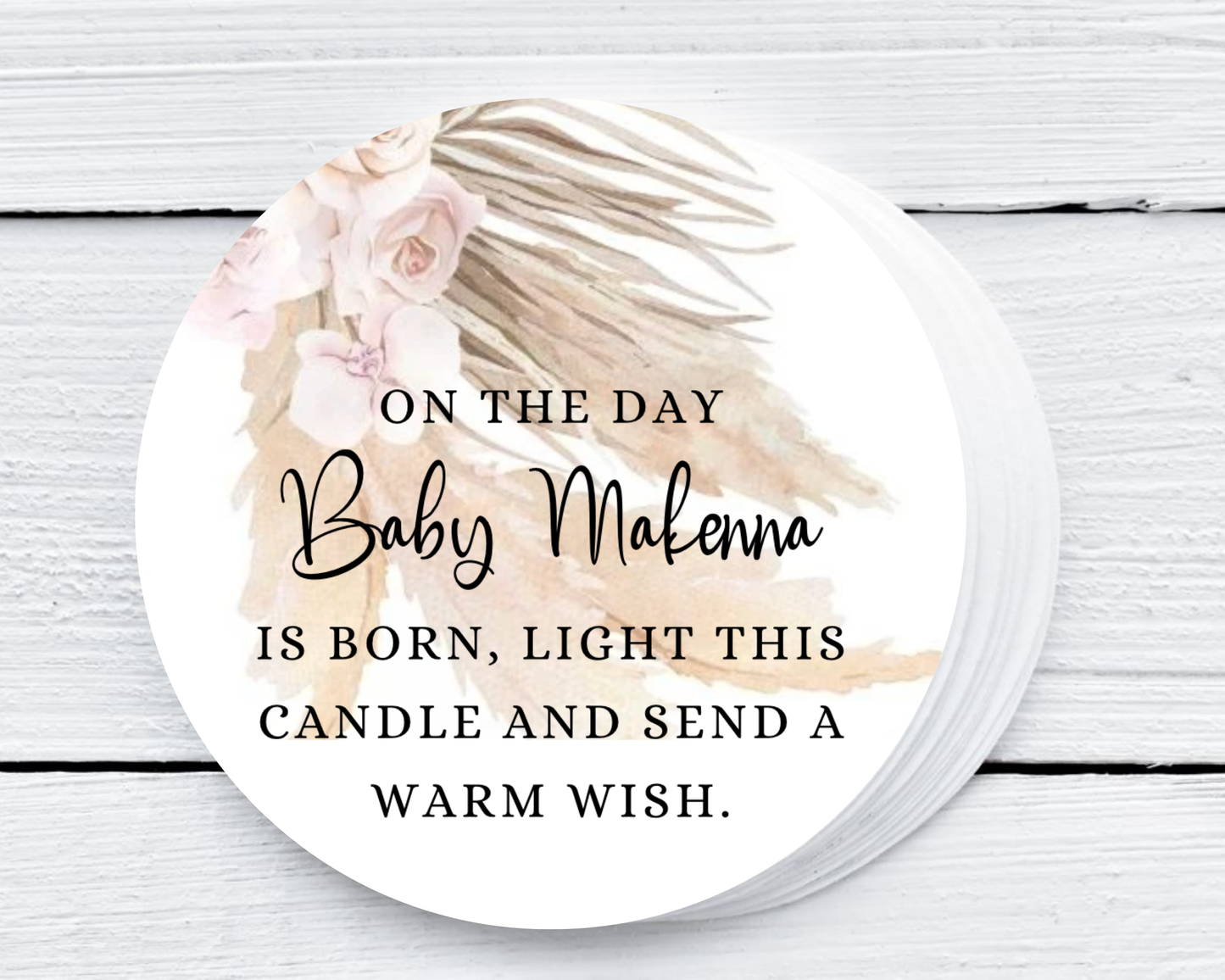 Boho Floral - Prayer Baby Shower Soy Wax Candle - Set of 1