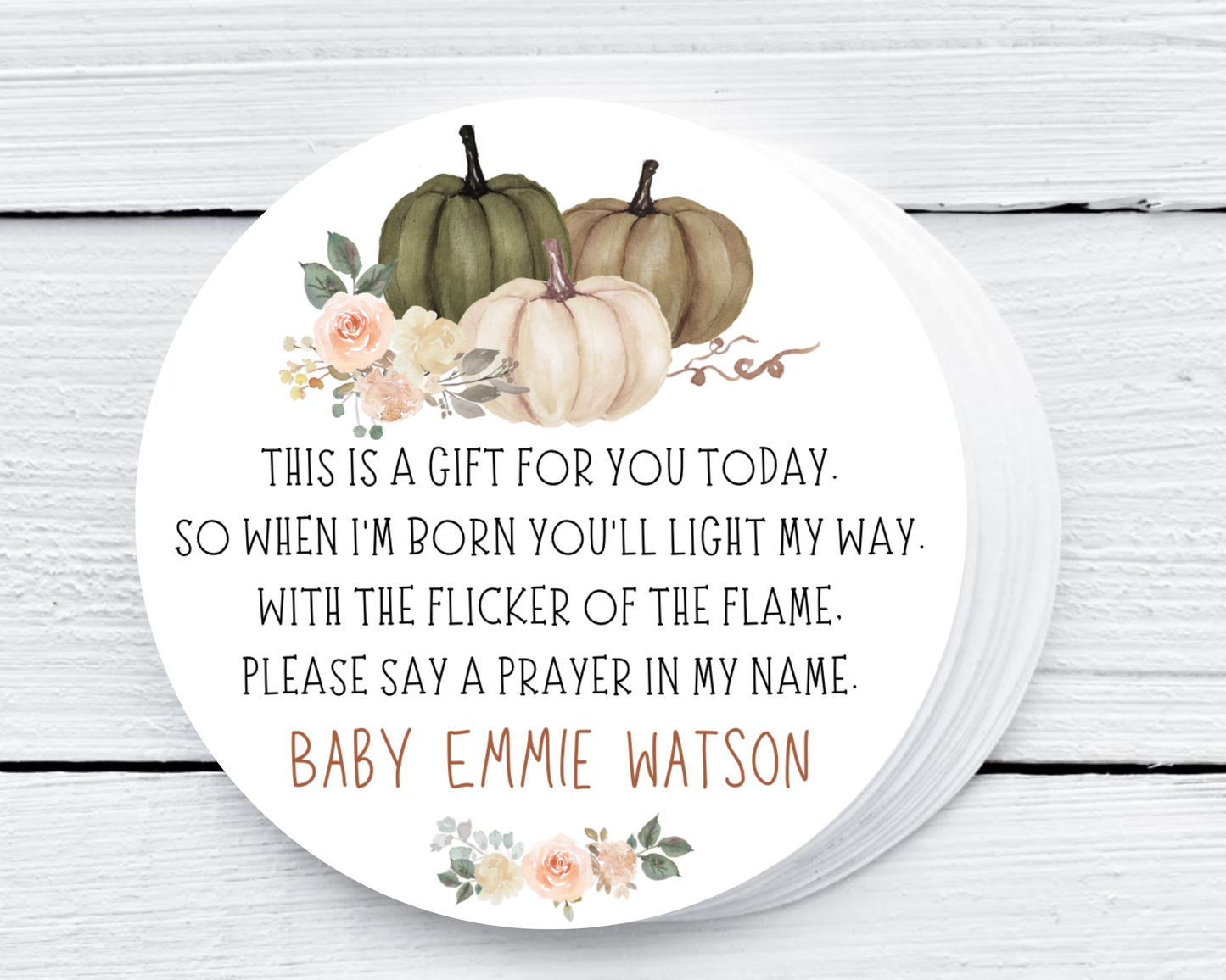 Fall Pumpkin - Prayer Baby Shower Soy Wax Candle - Set of 1