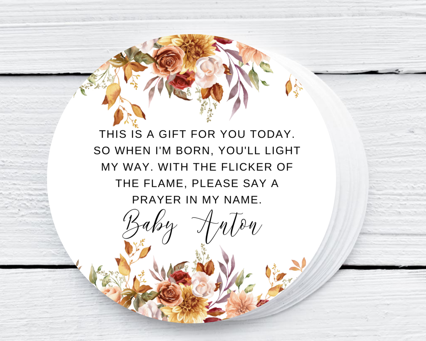 Fall Floral - Prayer Baby Shower Soy Wax Candle - Set of 1