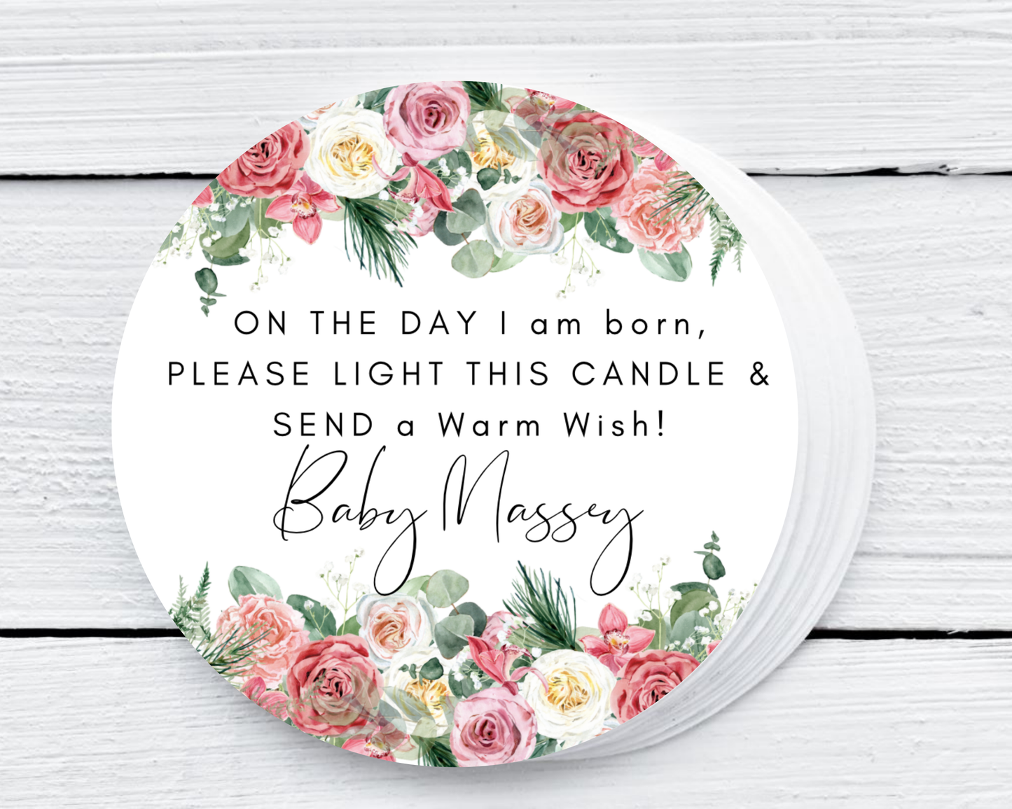 Pink Roses - Prayer Baby Shower Soy Wax Candle - Set of 1