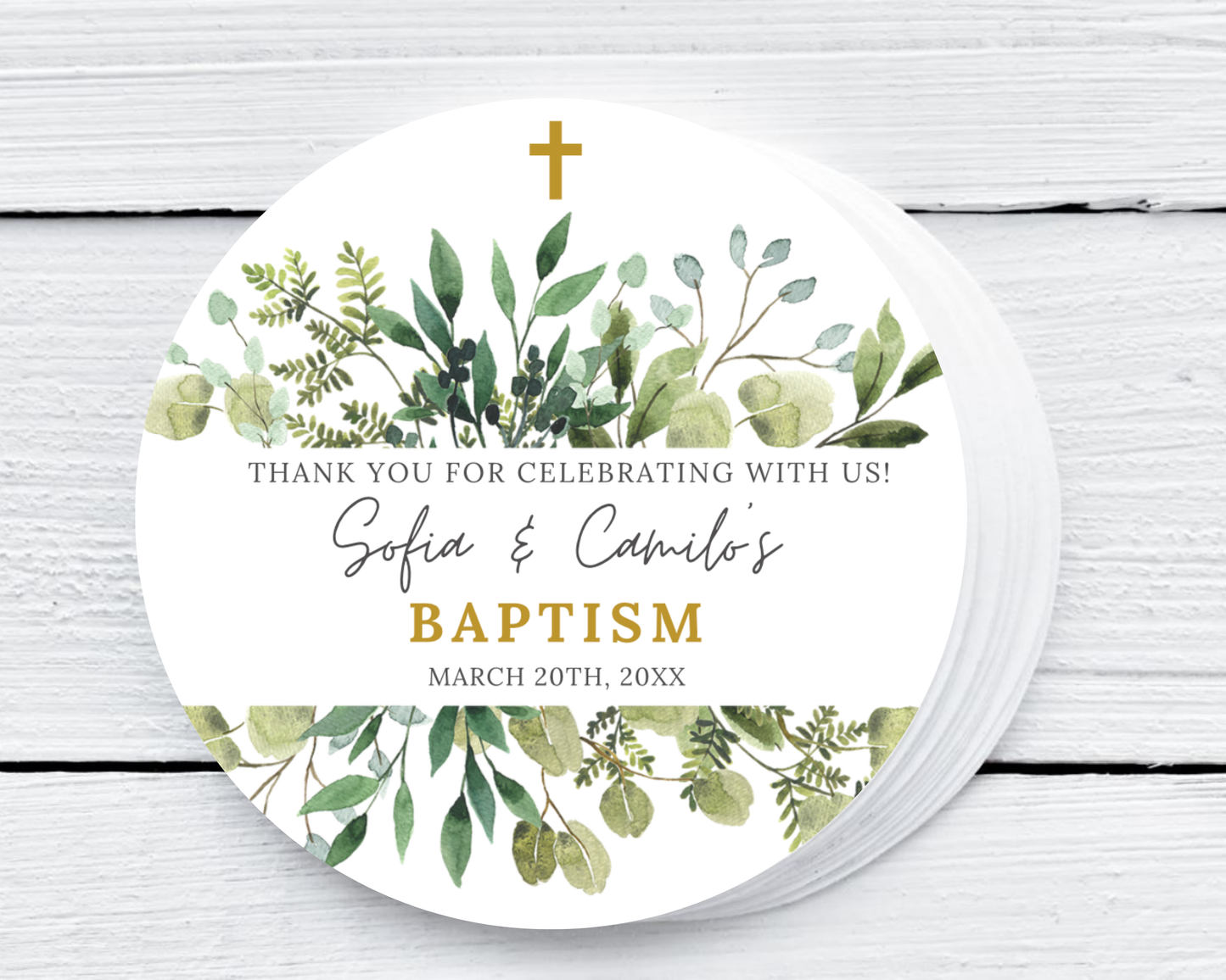 Greenery Baptism - Soy Wax Candle - Set of 1