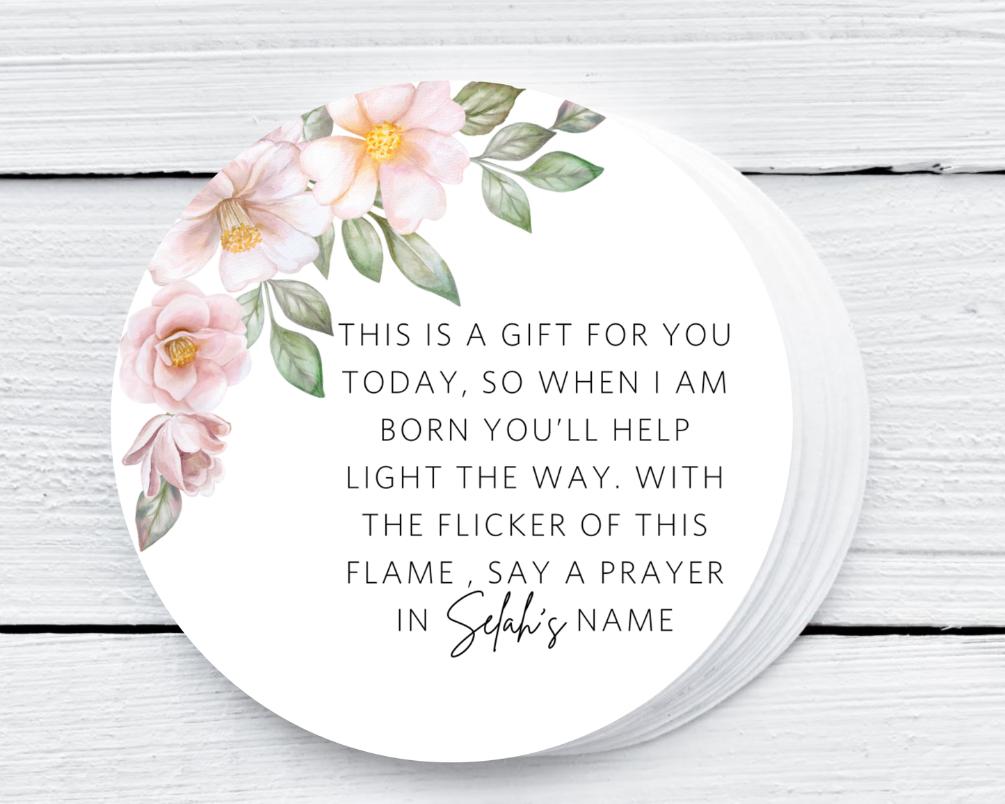 Pink Pastel Floral - Prayer Baby Shower Soy Wax Candle - Set of 1