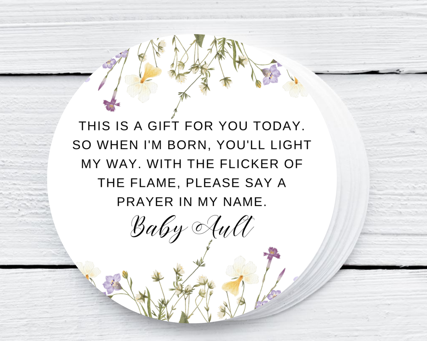Wildflowers - Prayer Baby Shower Soy Wax Candle - Set of 1