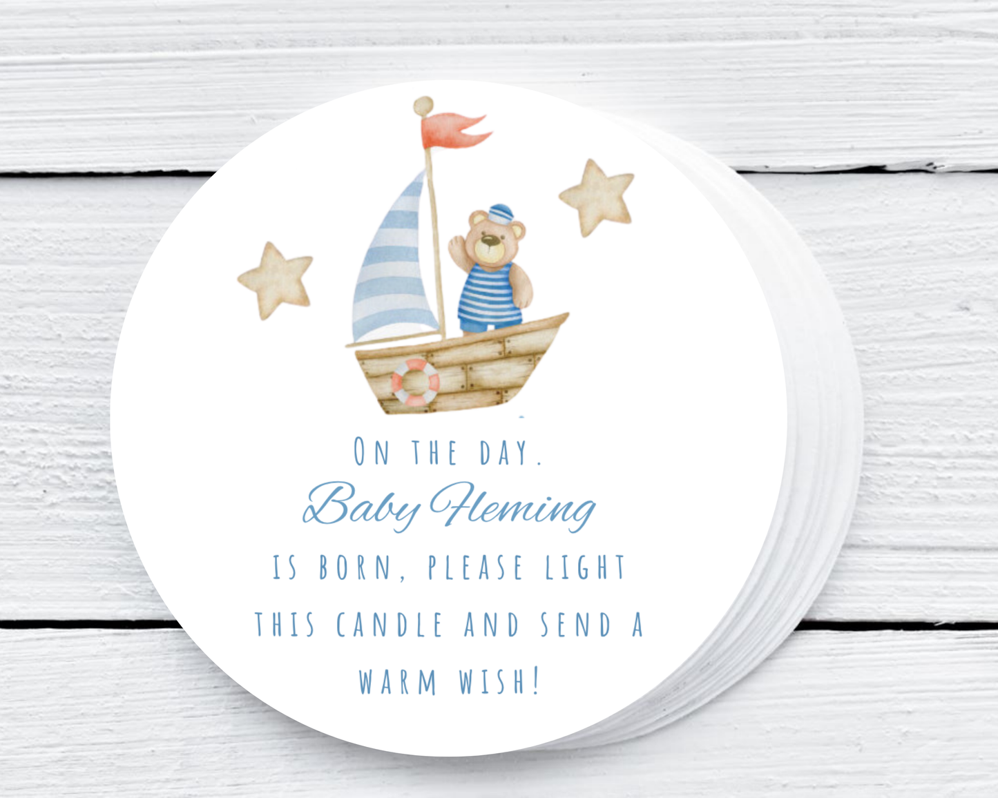 Teddy Boat Bear - Prayer Baby Shower Soy Wax Candle - Set of 1