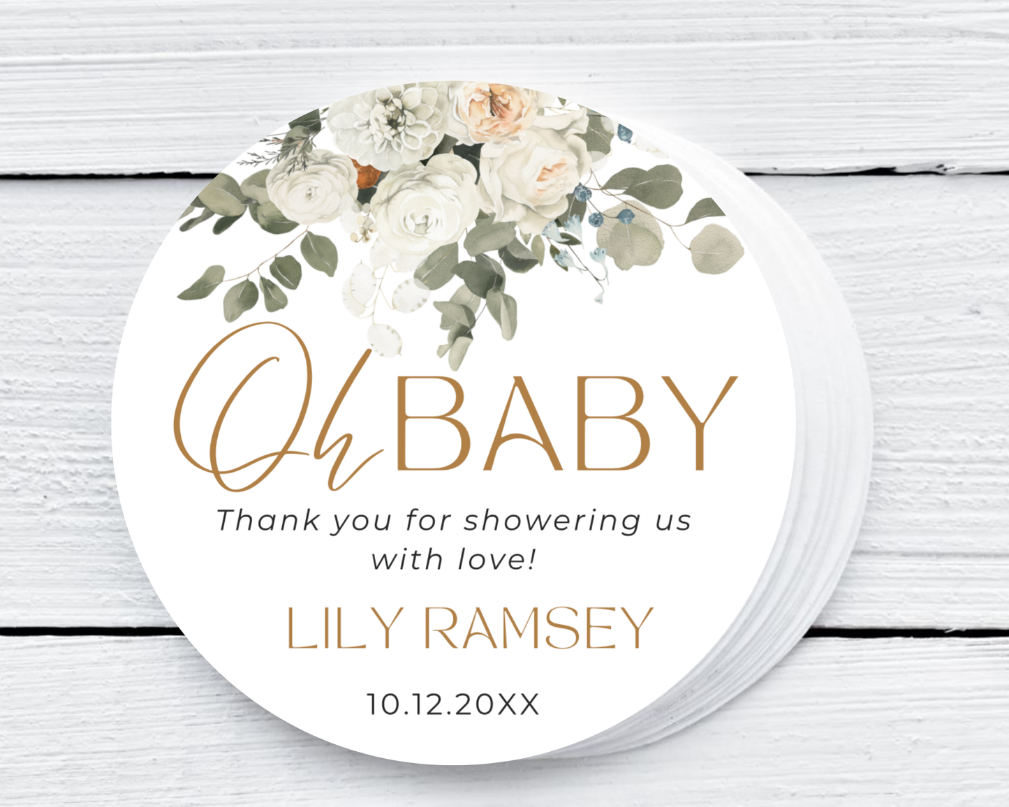 White Eucalyptus - Baby Shower Soy Wax Candle - Set of 1