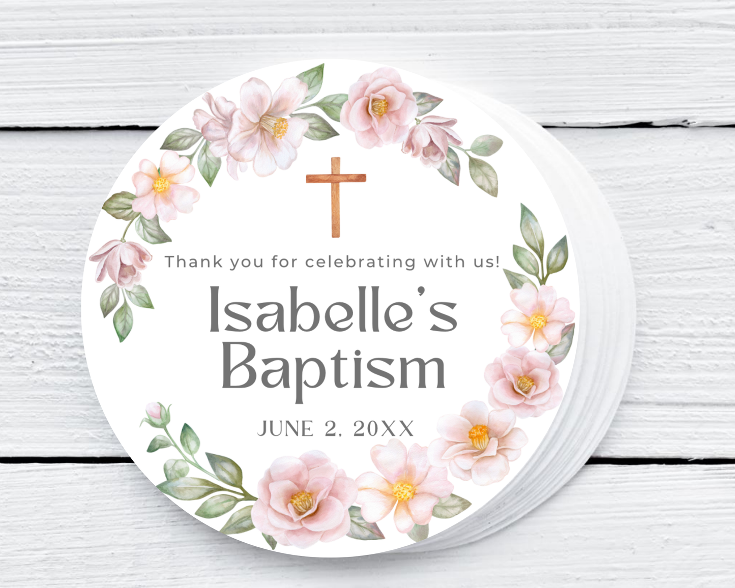 Pink Girl Wreath Baptism - Soy Wax Candle - Set of 1