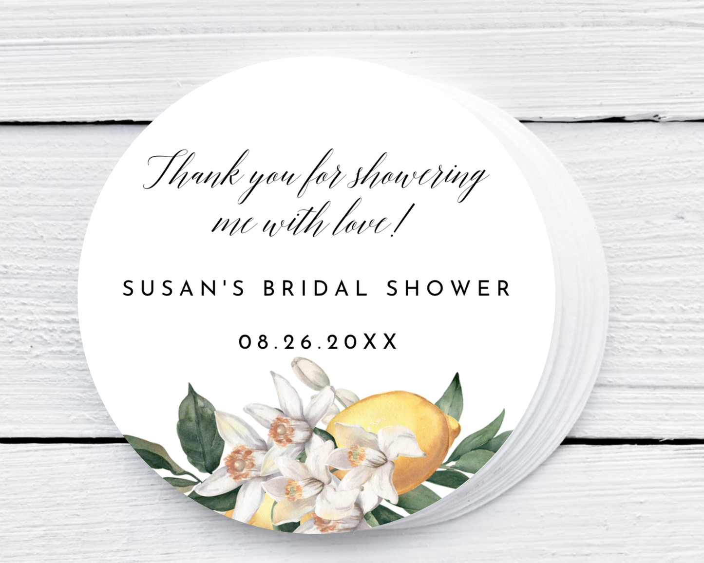 Floral Lemon Bridal Shower - Wedding Soy Wax Candle - Set of 1