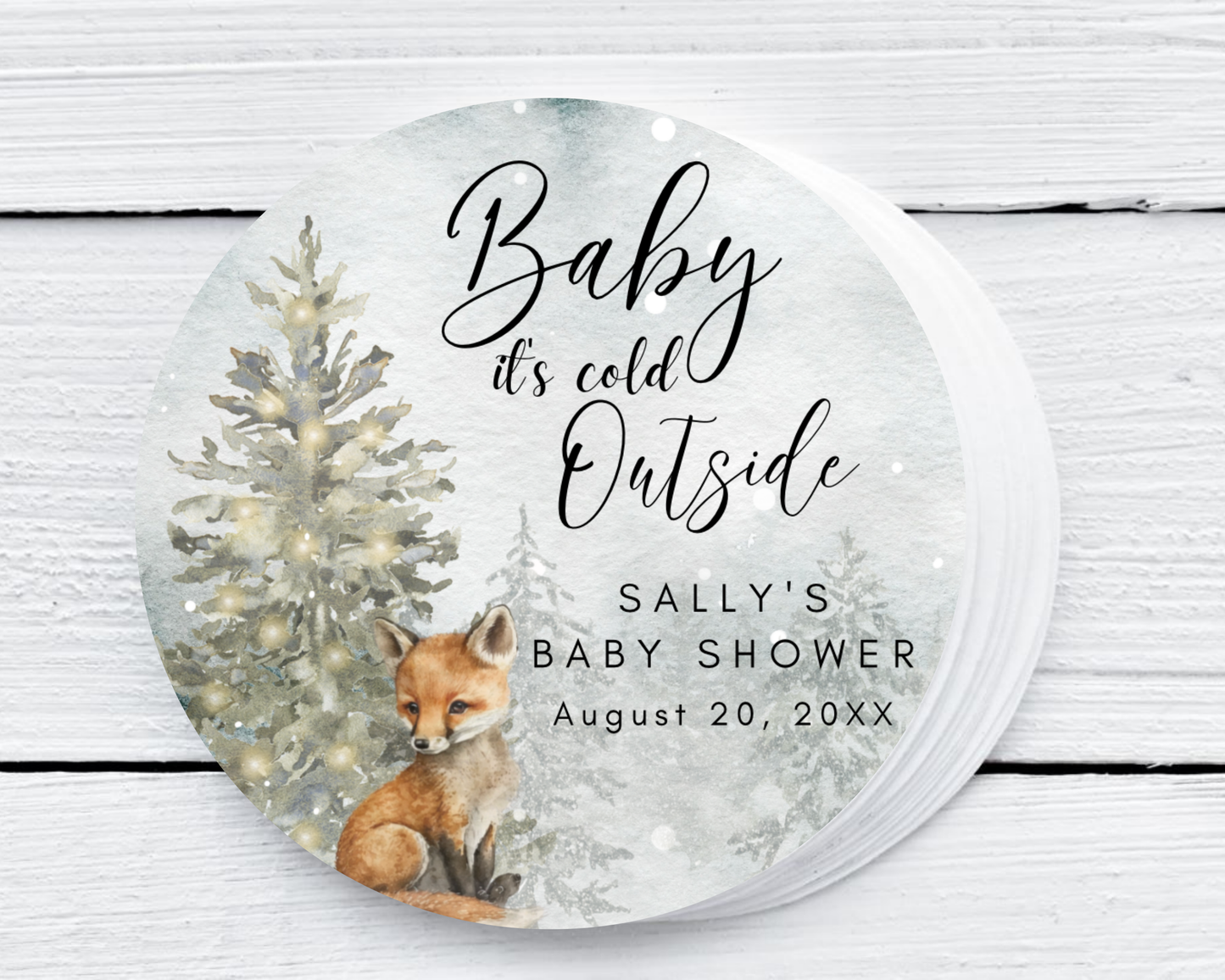 Woodland Baby it's Cold Outside - Baby Shower Soy Wax Candle - Set of 1