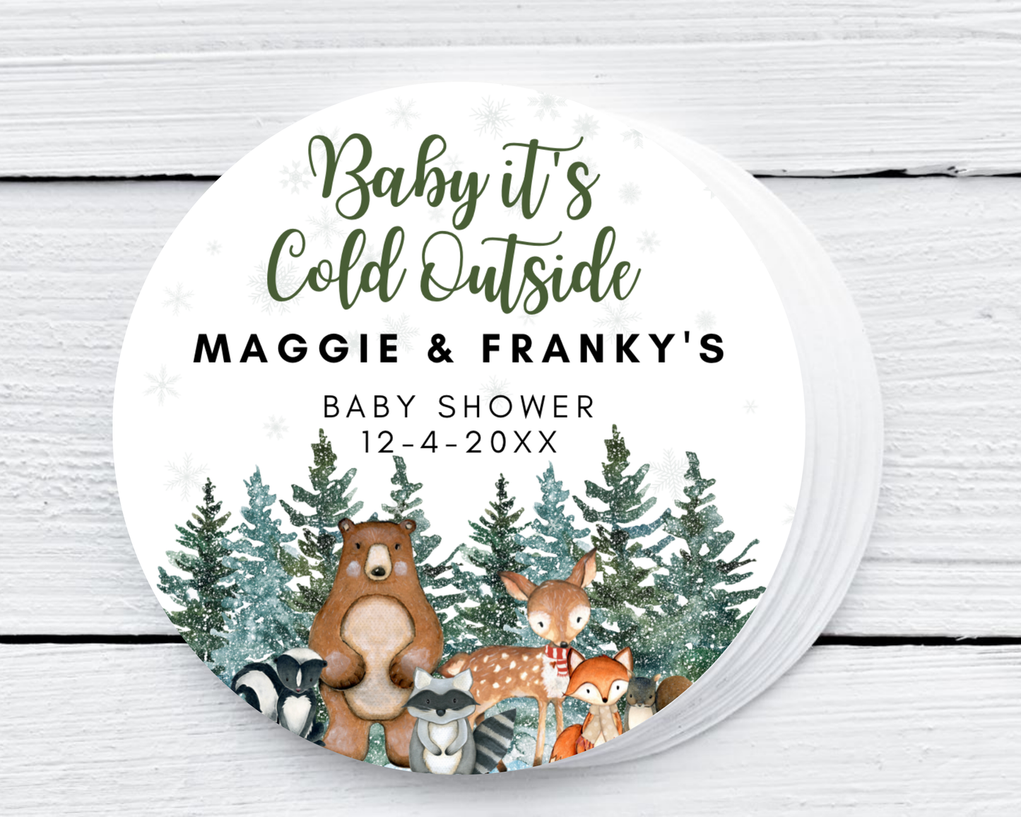 Winter Woodlands - Baby Shower Soy Wax Candle - Set of 1
