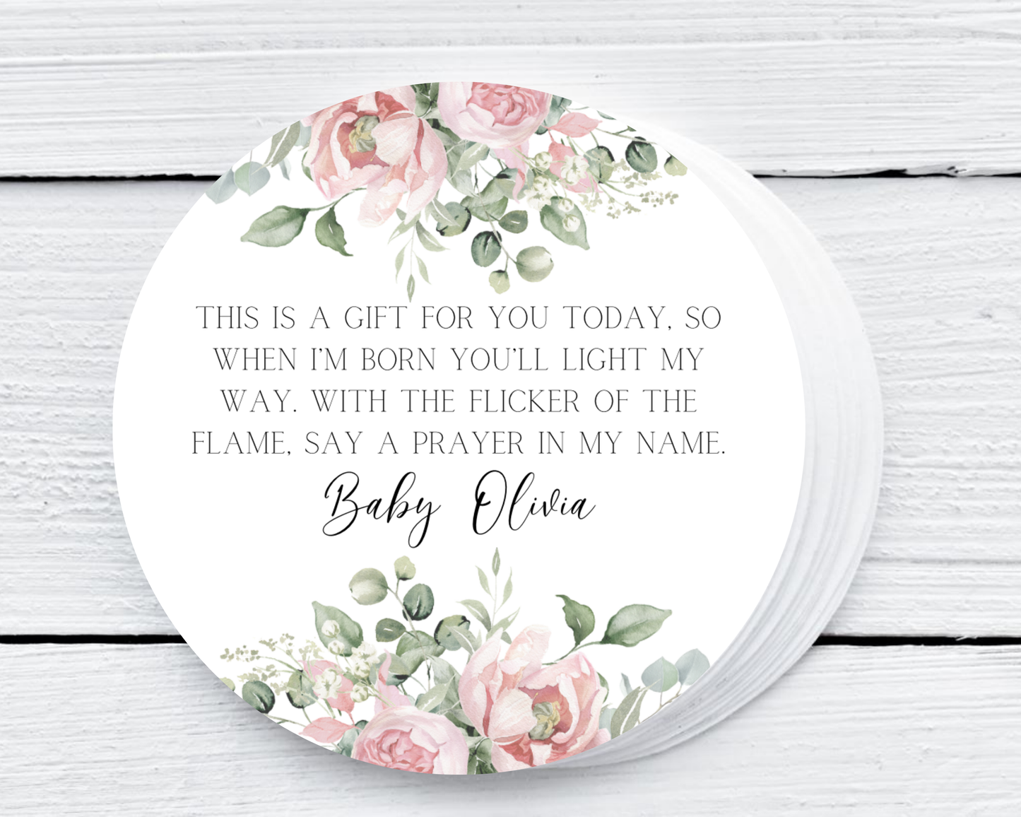 Pink Floral - Prayer Baby Shower Soy Wax Candle - Set of 1