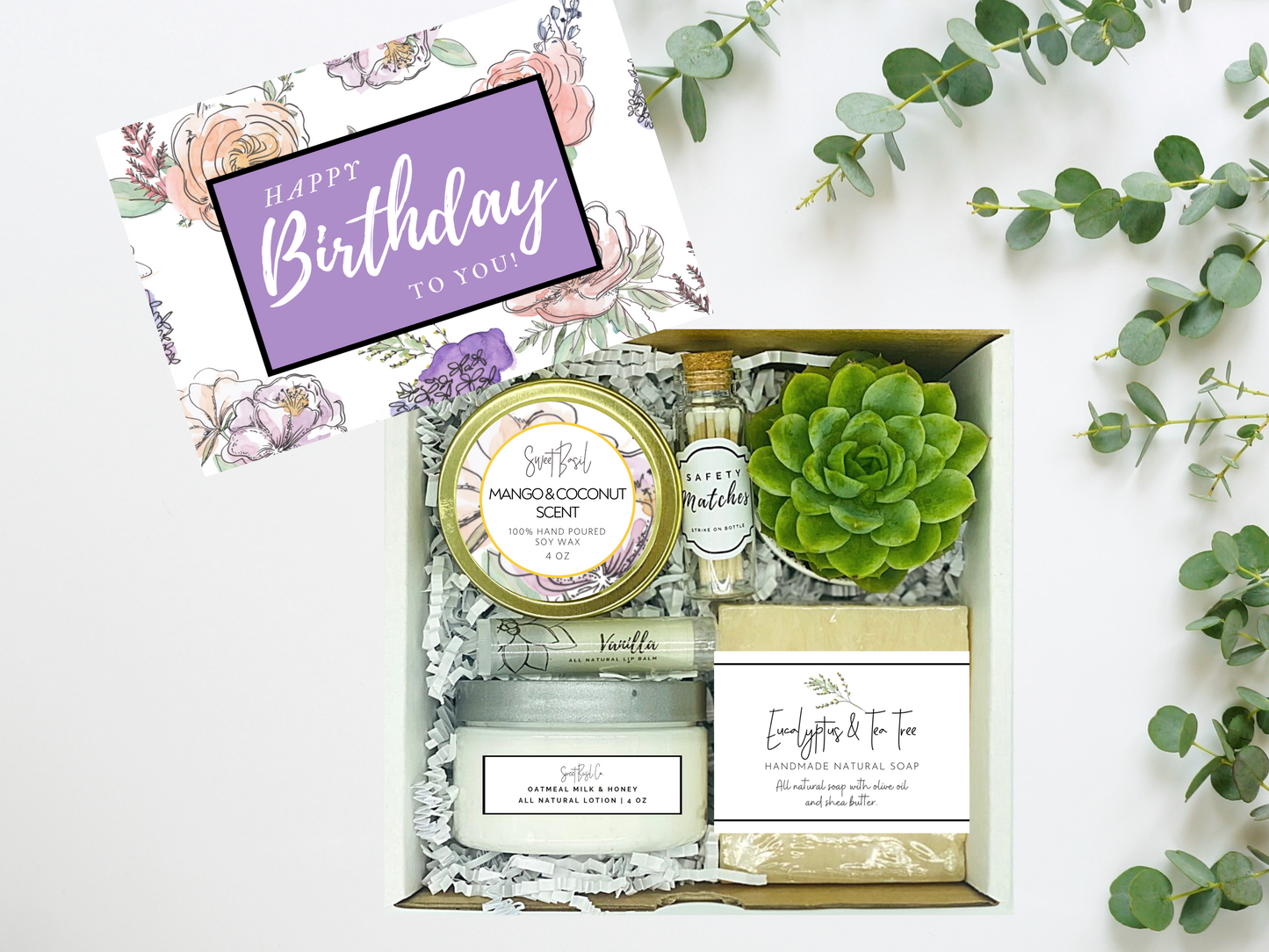 Purple Roses Happy Birthday Succulent Spa Box