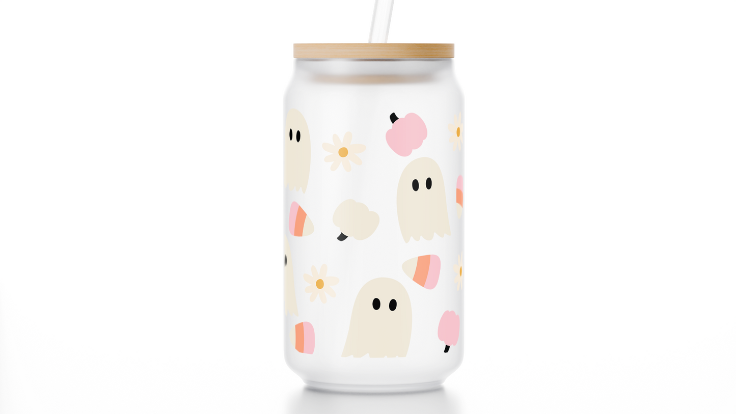 16oz Candy Ghost Frosted Libbey Glass Cup