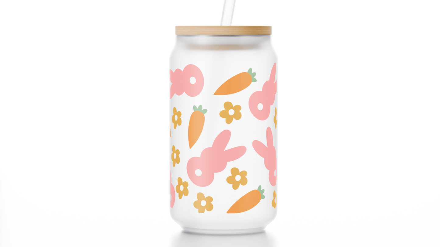 16oz Carrot Bunny Easter Frosted Libbey Glass Cup
