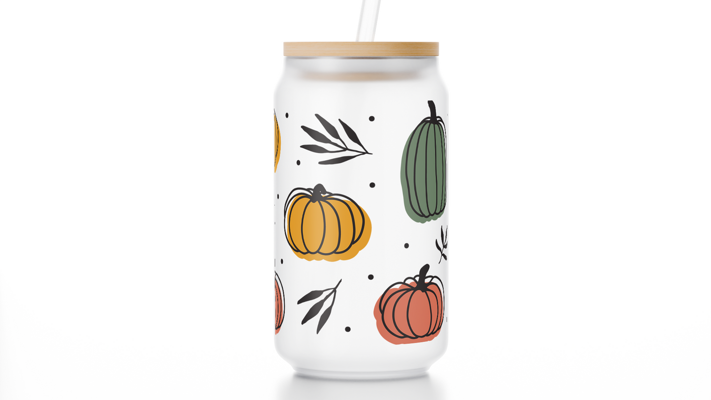 16oz Boho Pumpkin Frosted Libbey Glass Cup