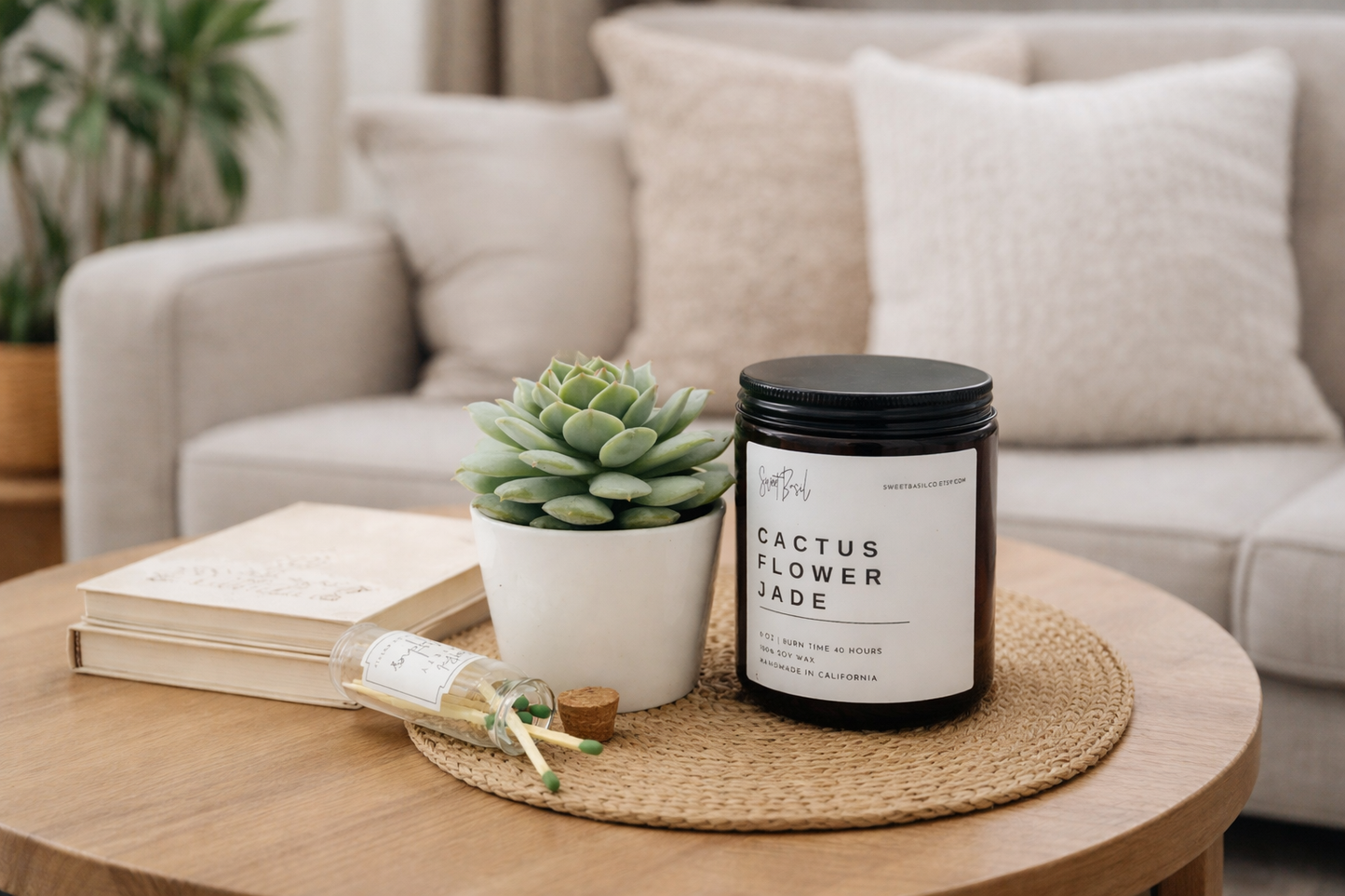 Birthday Gift Box with Succulent & Amber Glass Soy Candle