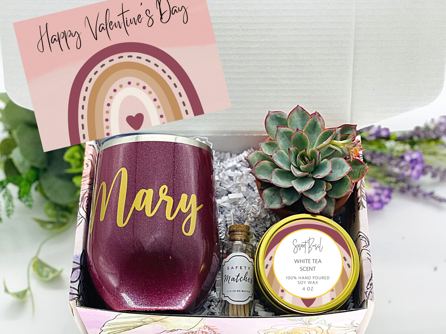 Boho Valentine's Personalized Wine Tumbler