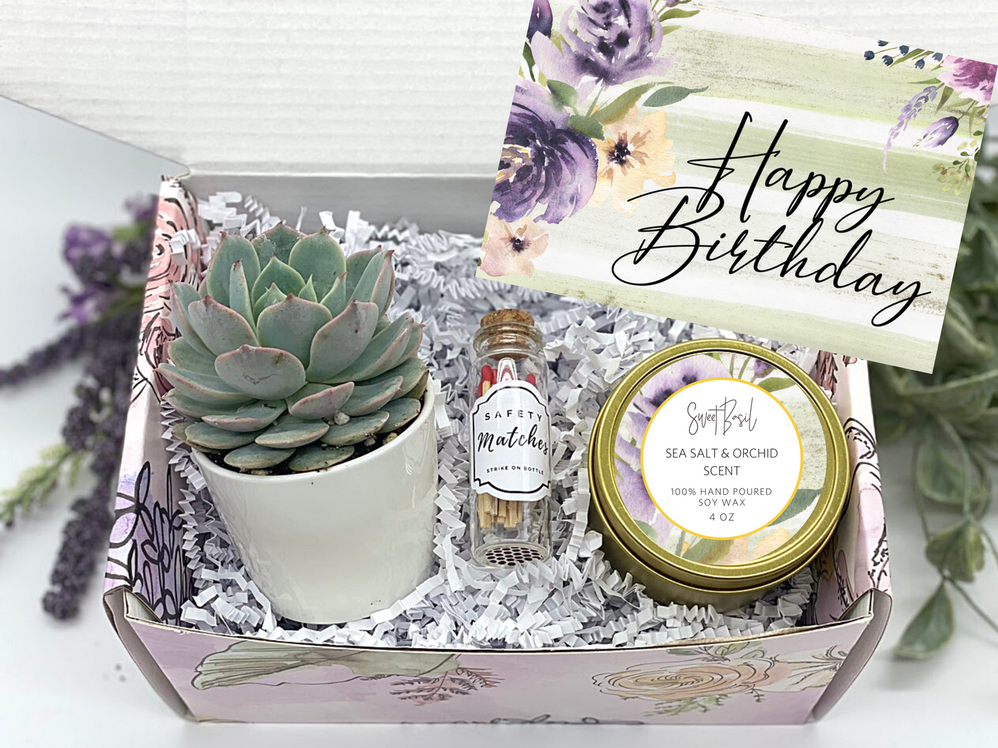 Purple Floral Birthday Gift Box