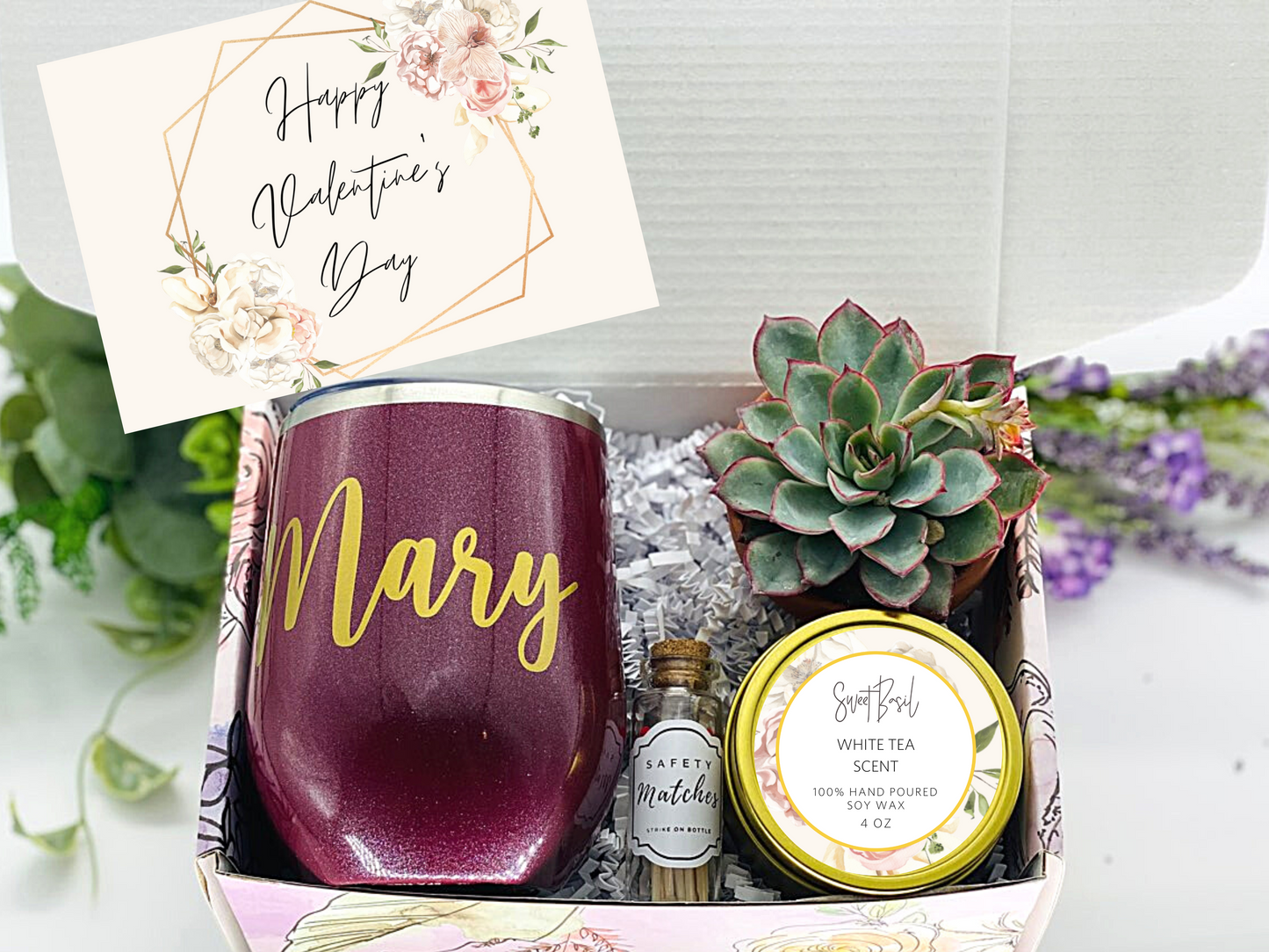 Floral Happy Valentine's Personalized Wine Tumbler
