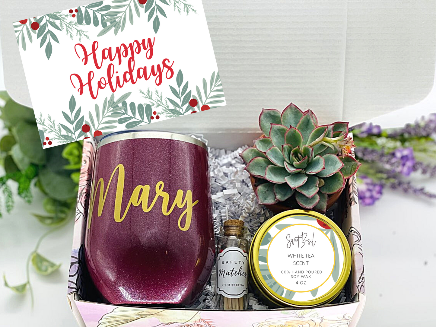 Happy Holidays Personalized Wine Tumbler